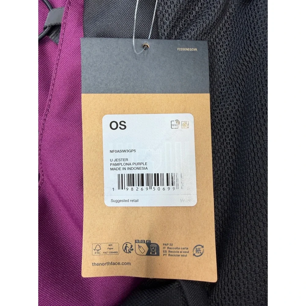 The North Face Jester Backpack Purple Black Laptop Sleeve School Travel New NWT